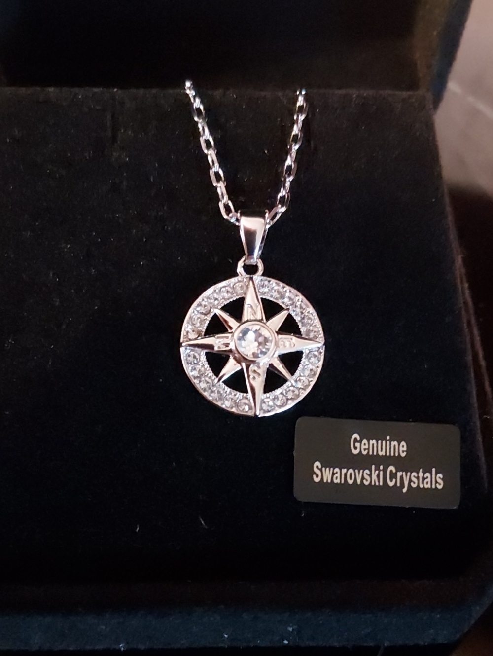 Swarovski Silver Compass Crystal Pendant Necklace